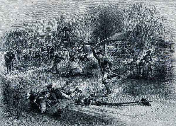 Shermans foragers on a Georgia plantation, 1888, engraved by R.A Muller, illustration from Battle and Leaders of the Civil War, edited by Robert Underwood Johnson and Clarence Clough Buel Oil Painting - James E. Taylor