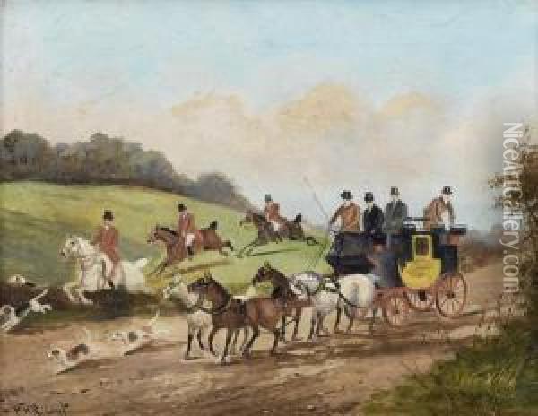 Zwei Reitergesellschaften. Gegenstucke. Oil Painting - Phillip Henry Rideout