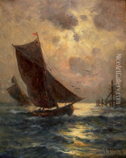 Marine Oil Painting - Georges Philibert Charles Maroniez