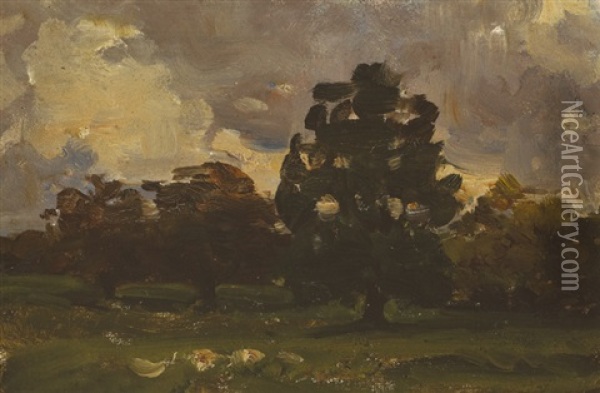 Trees In Malahide, County Dublin Oil Painting - Nathaniel Hone the Younger