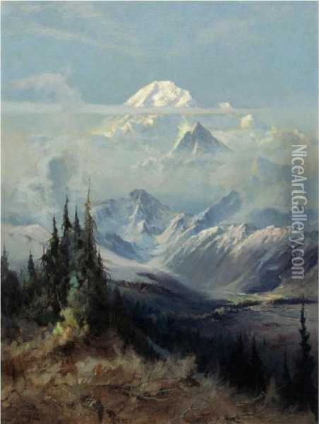Mount Mckinley In Mist Oil Painting - Sidney Laurence