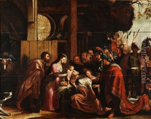 Adoracion De Los Reyes Oil Painting - Willem van Herp the Elder