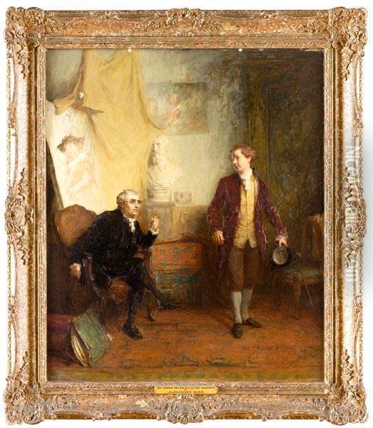 Sir Joshua Reynolds Nel Suo Studio Con Oliver Goldsmith Oil Painting - Alexander Hohenlohe Burr