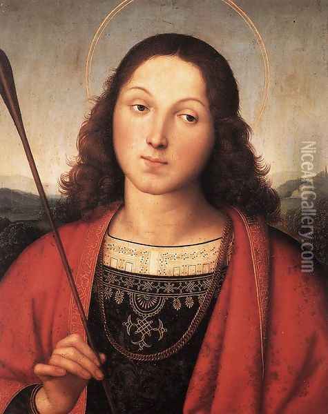 St. Sebastian (probably with Perugino) 1500-01 Oil Painting - Raphael