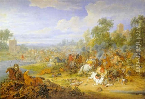 Batalla Oil Painting - Adam Frans van der Meulen