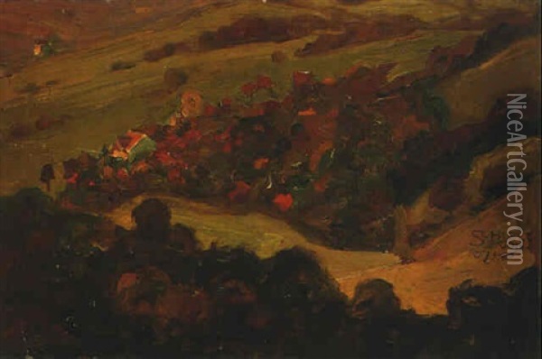 Landschaft Im Herbst Oil Painting - Egon Schiele
