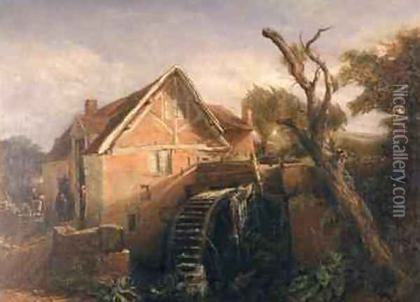 The Watermill Oil Painting - F. Muller