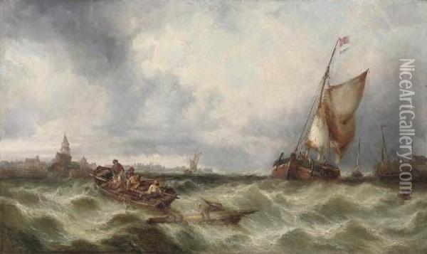 A Heavy Swell Off Boulogne Oil Painting - James Burrell