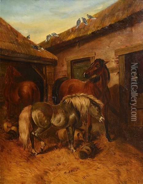 Farmyard Scene Oil Painting - Helen Cordelia Angell