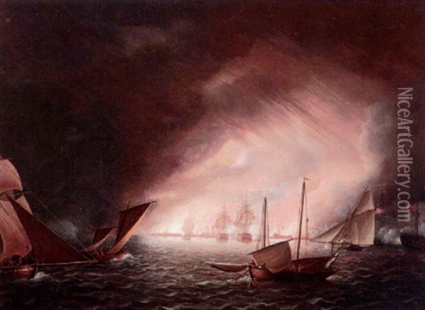 The Bombardment Of Algiers, 27th, August, 1816 Oil Painting - Thomas Buttersworth