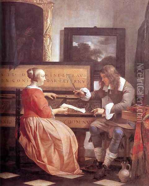 Man and Woman Sitting at the Virginal 1658-60 Oil Painting - Gabriel Metsu