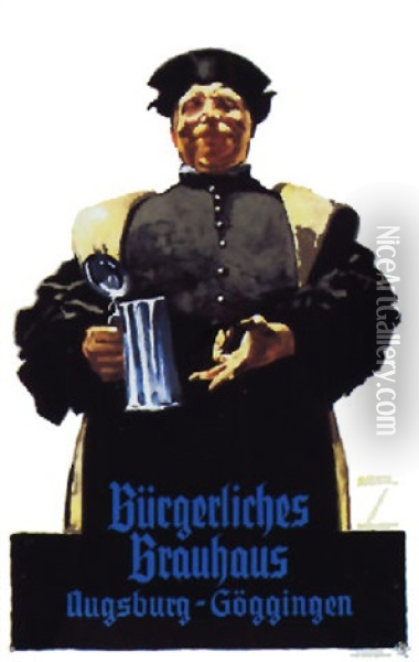 Burgerliches Brauhaus Augsburg-goggingen Oil Painting - Ludwig Hohlwein