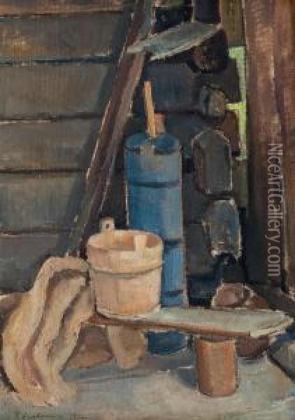 Acorner In The Sauna Oil Painting - Pekka Halonen