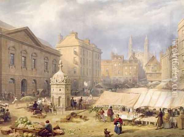 Cambridge Market Place 1841 Oil Painting - Frederick Mackenzie