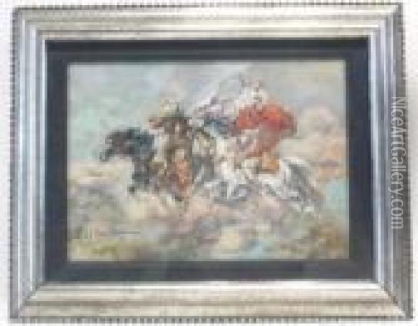 Cavaliers Arabes Oil Painting - Gustave Flasschoen