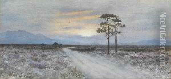 A Moorland Path At Sunset Oil Painting - William Percy French