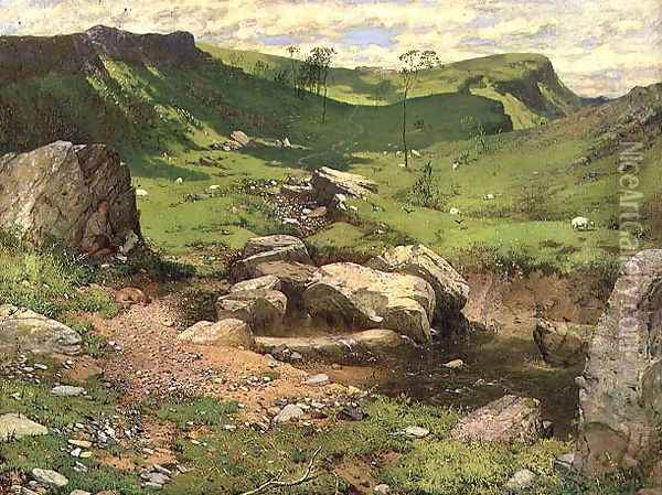 A rocky stream in a mountainous landscape, 1859 Oil Painting - John Ritchie