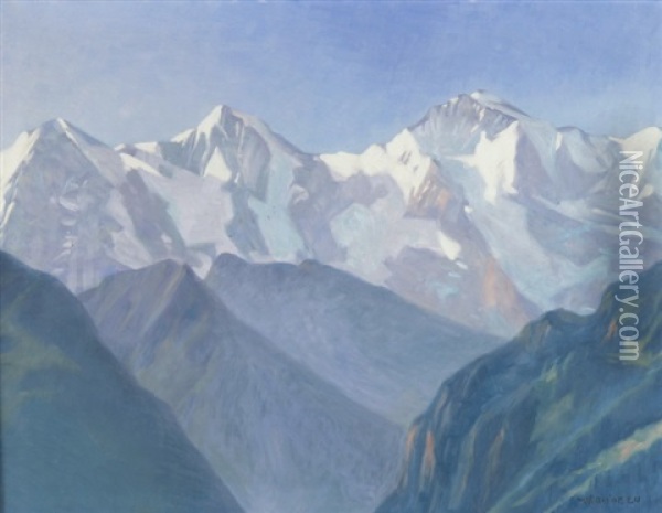 Blick Auf Eiger, Monch Und Jungfrau Oil Painting - Edouard Walter Racine