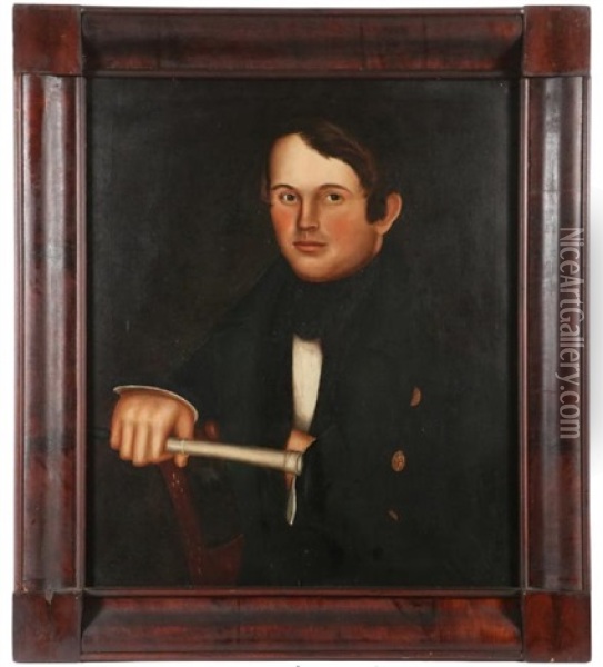 Portrait Of A Young Gentleman, Probably A Sea Captain Oil Painting - Horace Bundy
