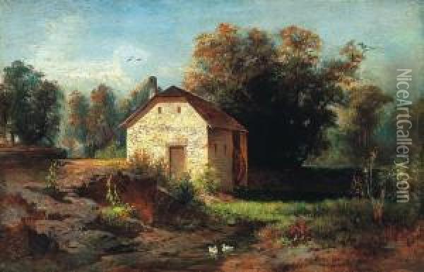Mill By The Brook Oil Painting - Jozsef Molnar