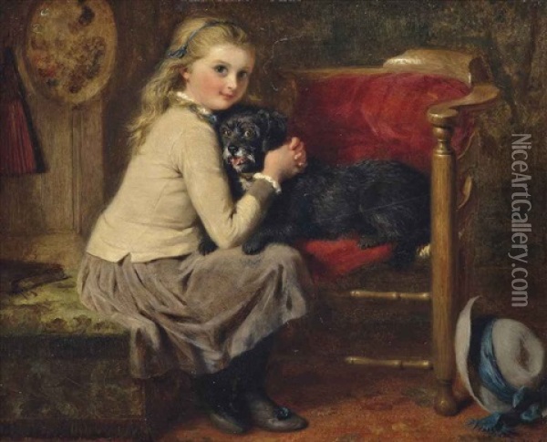 Love Me, Love My Dog Oil Painting - George Bernard O'Neill