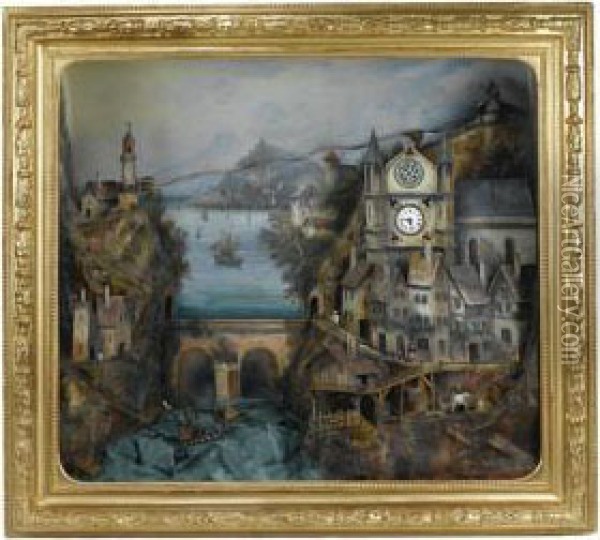 Philippe Musical Automaton Framed Wall Clock Oil Painting - Alfred Louis Andrieux