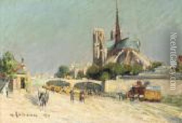 Quai De La Seine, Notre-dame Oil Painting - Gustave Loiseau