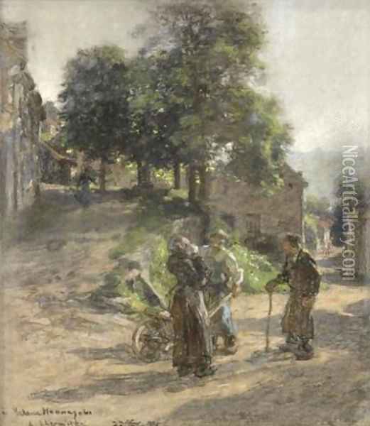Paysans discutant à Mont Saint père Oil Painting - Leon Augustin Lhermitte