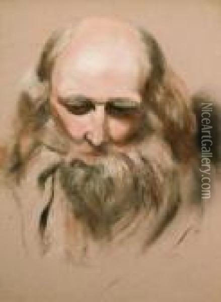 Head Study On An Old Man Oil Painting - William Etty