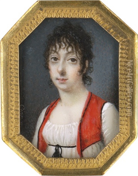 Portrait Einer Jungen Frau Mit Rotem Bolero Oil Painting - Pierre Charles Cior