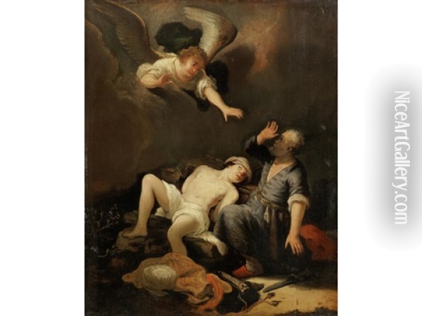 The Sacrifice Of Isaac Oil Painting - Govaert Flinck