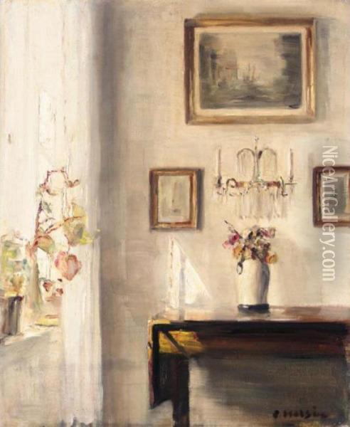 Sunlit Corner Oil Painting - Carl Vilhelm Holsoe