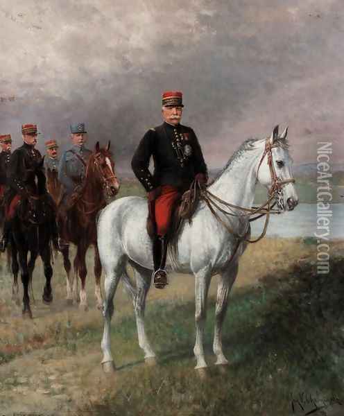 Marshal Joseph Joffre (1852-1931) Oil Painting - Jan van Chelminski