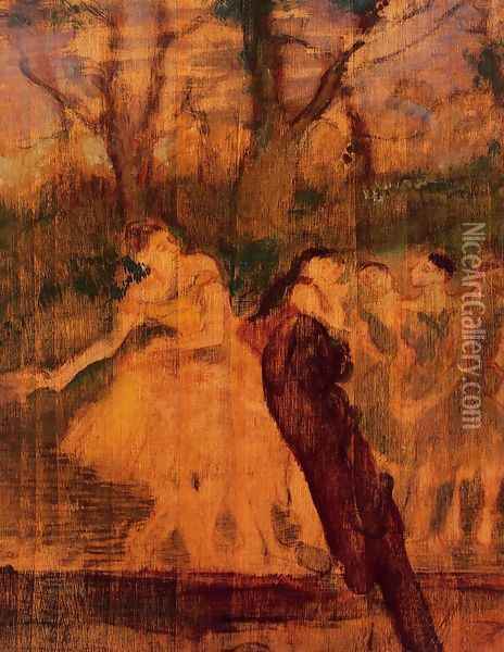 Dancers on the Scenery Oil Painting - Edgar Degas
