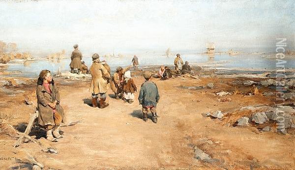 Waiting For The Boats Oil Painting - Abram Efimovich Arkhipov