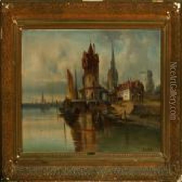 Dutch Canal Scenery Oil Painting - Karl Kaufmann