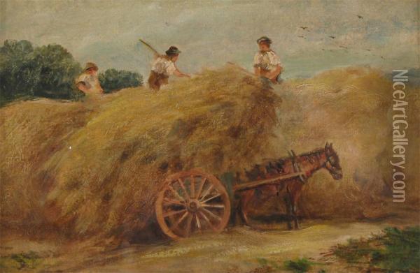 Haymaking Oil Painting - George Hemming Mason
