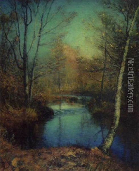 Brook In An Autumn Oil Painting - Franklin B. De Haven
