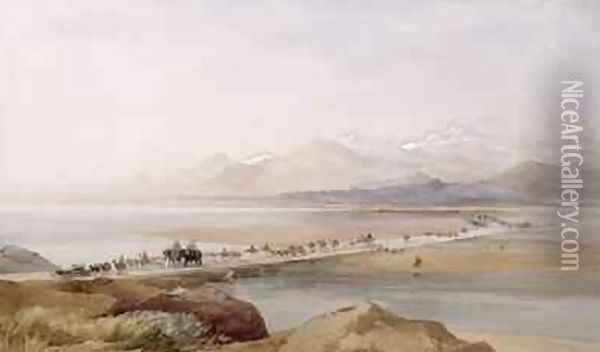 Camp of General Sir Hugh Rose Crossing the Chenab Punjab 1867 Oil Painting - J. Needham