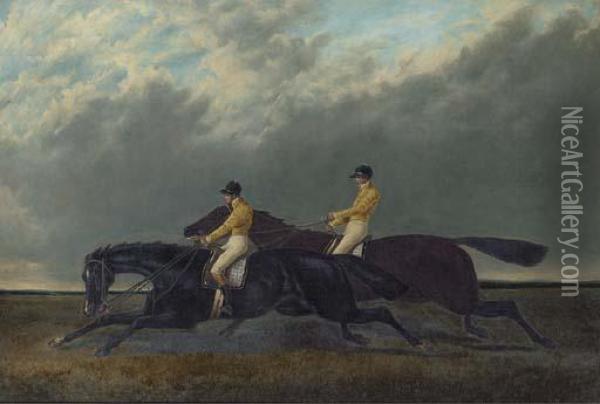 The Finish Of The Doncaster St. Leger 1840: Launcelot Oil Painting - John Frederick Herring Snr