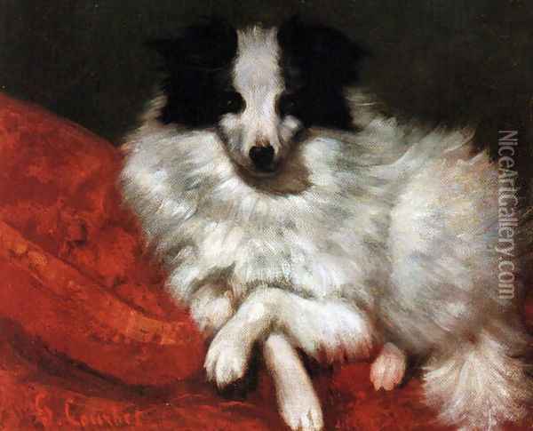 Sitting on cushions dog Oil Painting - Gustave Courbet