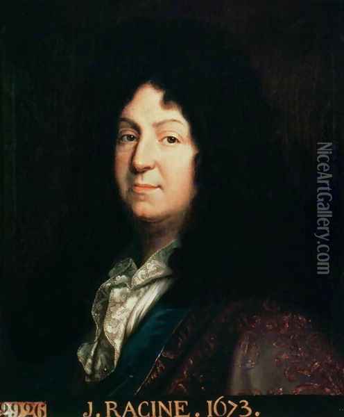 Portrait of Jean Racine 1639-99 copy of an original of 1673, 1698 Oil Painting - Jean-Baptiste Santerre