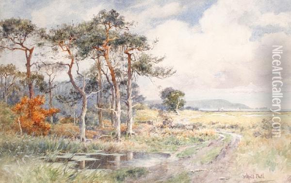 A Landscape With A View Of The Seabeyond Oil Painting - Wilfred Williams Ball