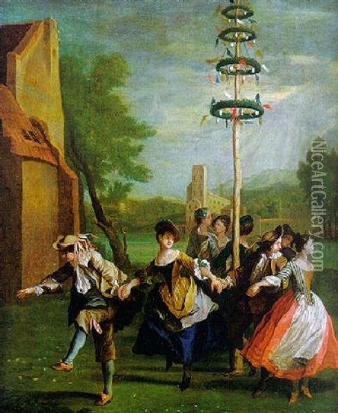 La Danse Villageoise Oil Painting - Jan Josef Horemans the Elder