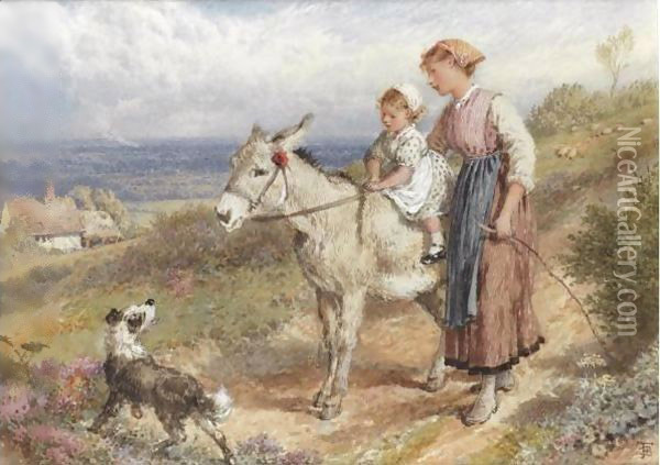 The Donkey Ride Oil Painting - Myles Birket Foster