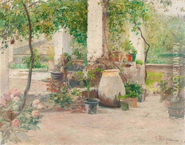 Jardin, Probablemente Mallorca Oil Painting - Eliseo Meifren y Roig