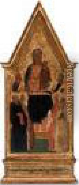 Vierge A L'enfant Sur Un Trone Entouree De Saints Oil Painting - Maestro Di San Lucchese