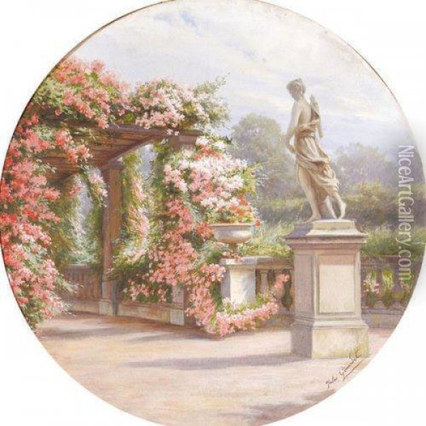 Diane Et La Roseraie Oil Painting - Jules Girardet