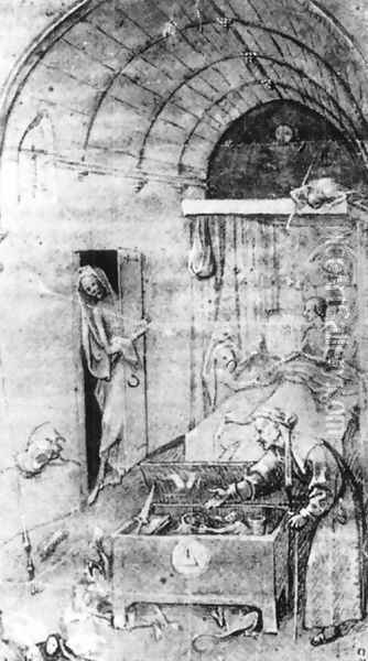 Death and the Miser Oil Painting - Hieronymous Bosch
