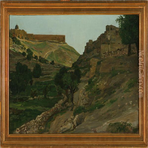 Landscape From Jerusalem Oil Painting - Axel Helsted